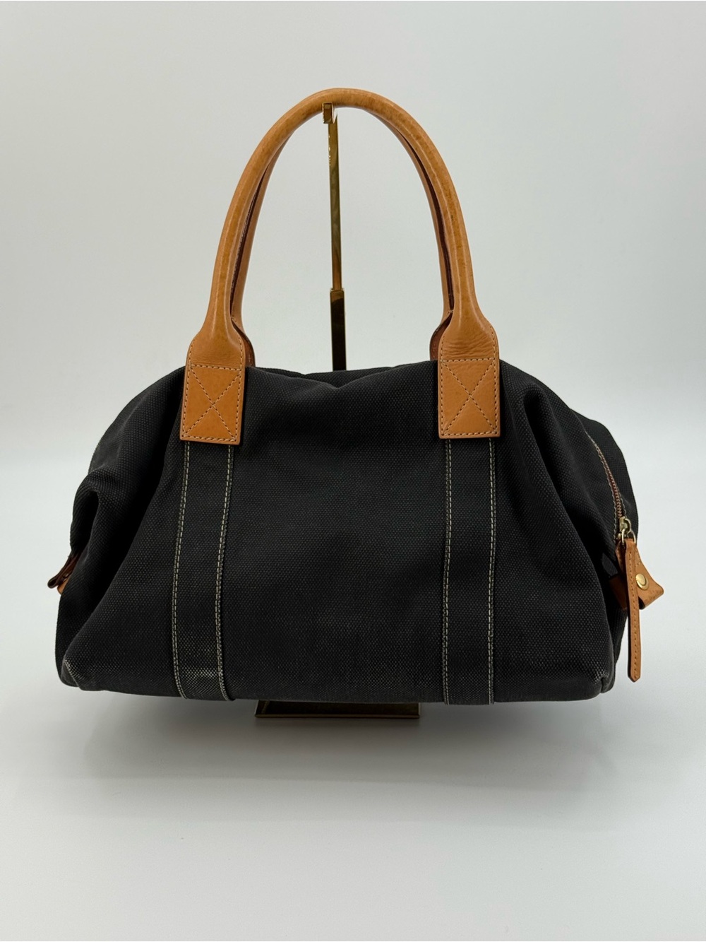 VTG Dooney & Bourke Black Canvas Leather Trim Satchel Bag | Classic Shoulder - Picture 13 of 16